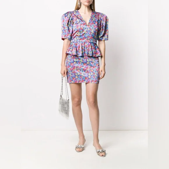 Rotate Birger Christensen | Dresses | Rotate Birger Christensen Mindy  Floralprint Peplum Dress Sz 342 Nwt | Poshmark